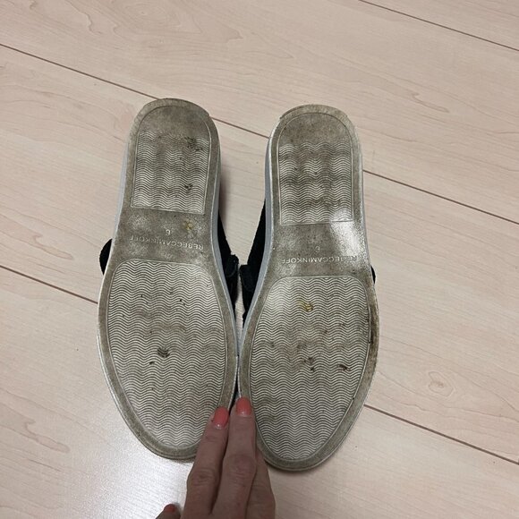 Rebecca Minkoff Black Suede Studded Sneaker Slides Sz 6 - Picture 9 of 10